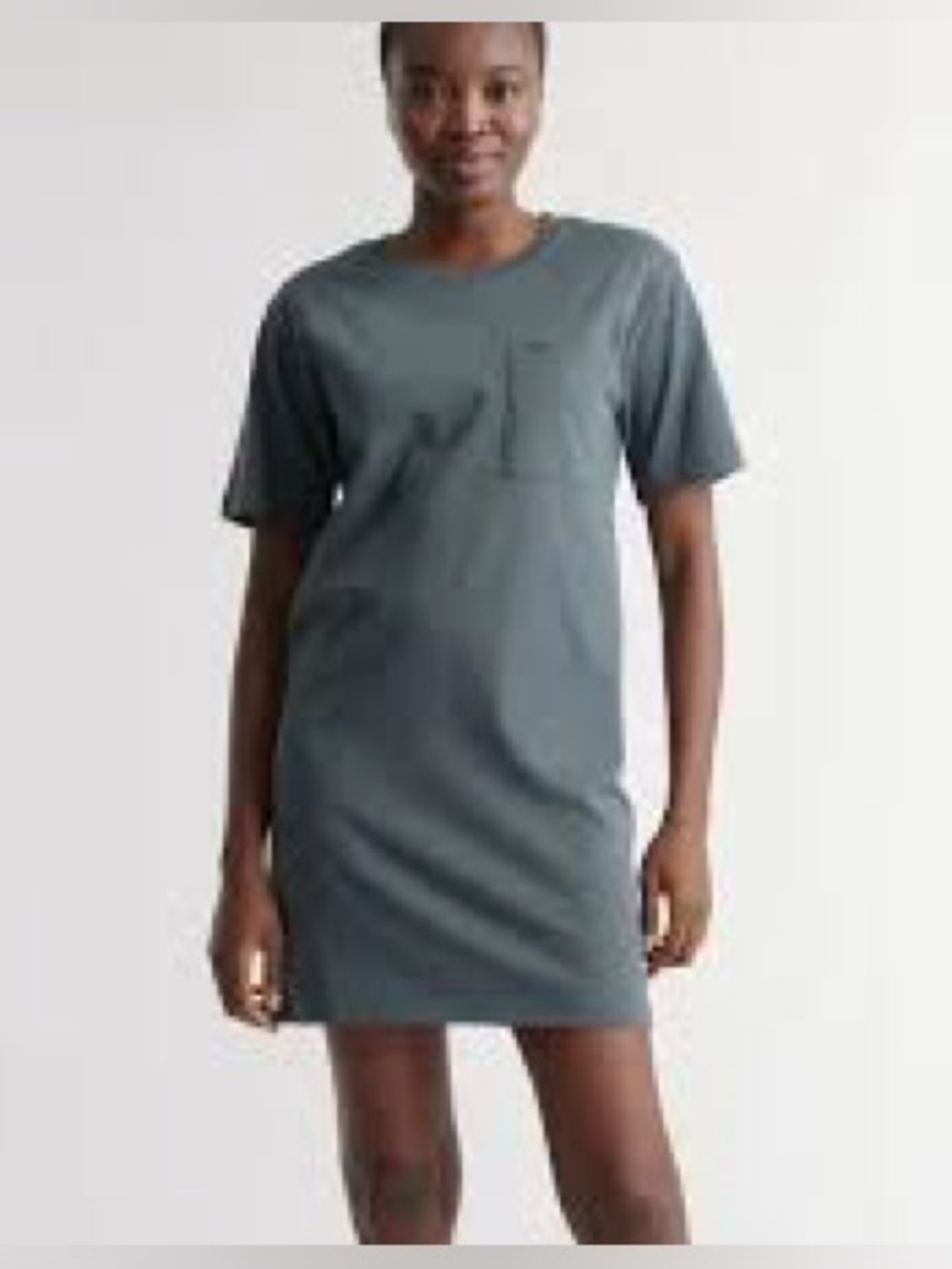 Quince Green Organic Cotton T-Shirt Dress Short Sleeve Pocket Women’s Small